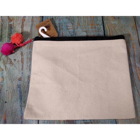 Positive Zip Pouch with Pom‎ Pom Accent - Picture 2 of 9